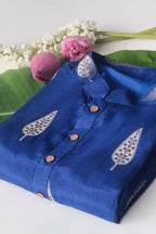 Bright Blue Silk Long Kurta