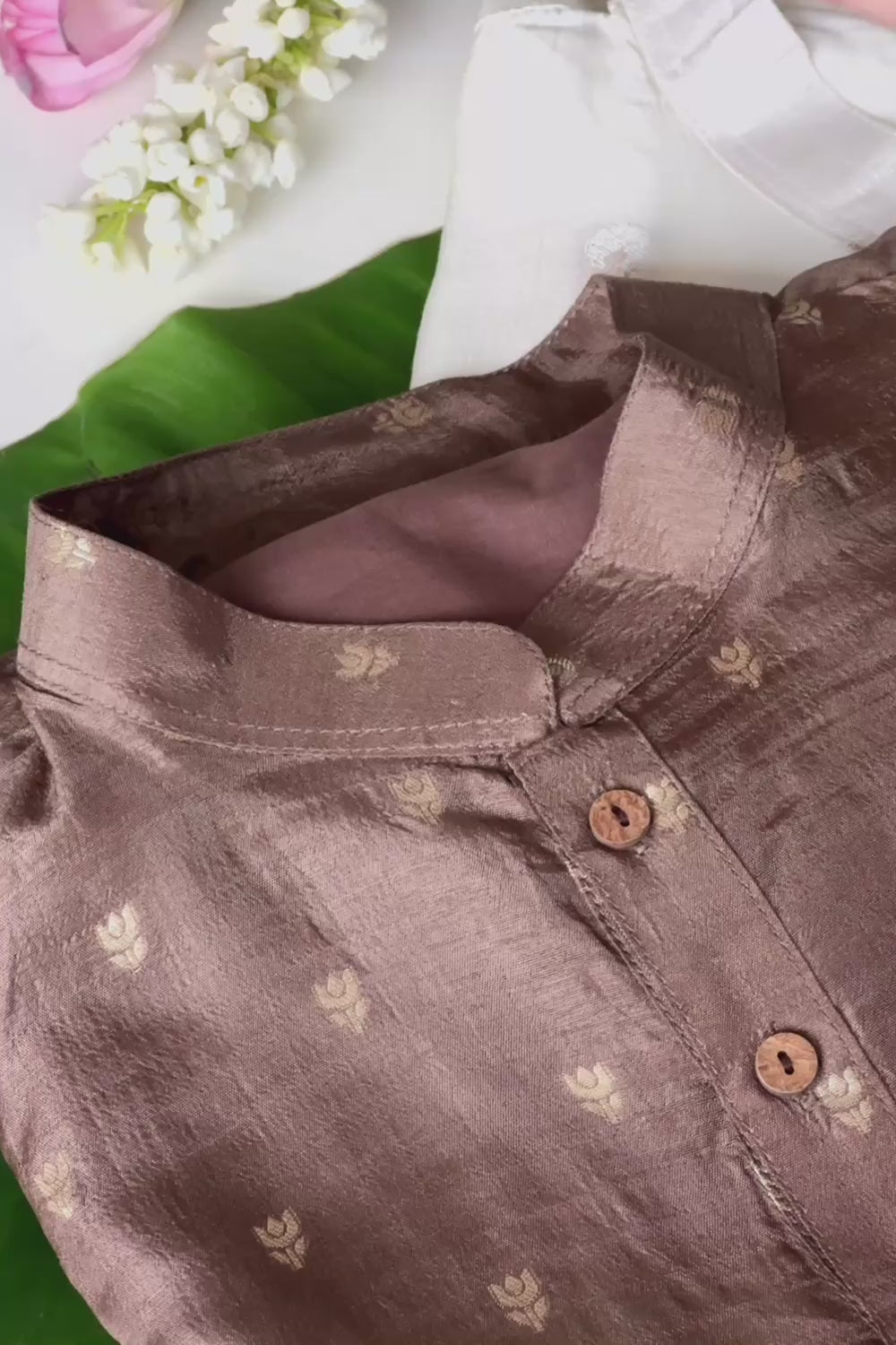 Brown Silk Long Kurta