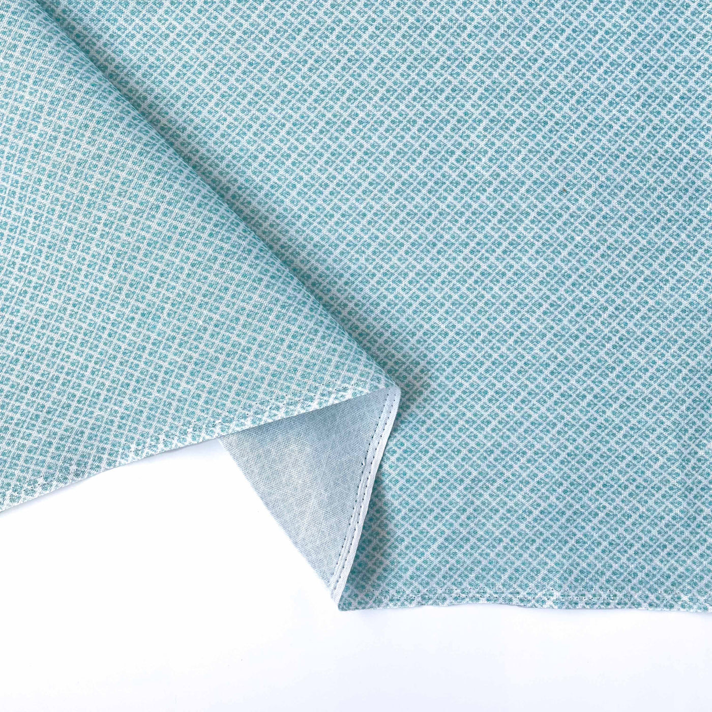 Printed Cotton Linen Fabric Cut Piece (CUT PIECE) Aqua Blue & White Geometric Flora Printed Pure Cotton Linen Fabric (Width 44 Inches)