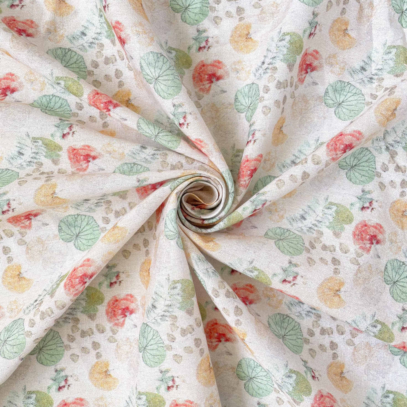 Printed Cotton Linen Fabric Cut Piece (CUT PIECE) Colorful Treasured Blooms Printed Pure Cotton Linen Fabric (Width 44 Inches)