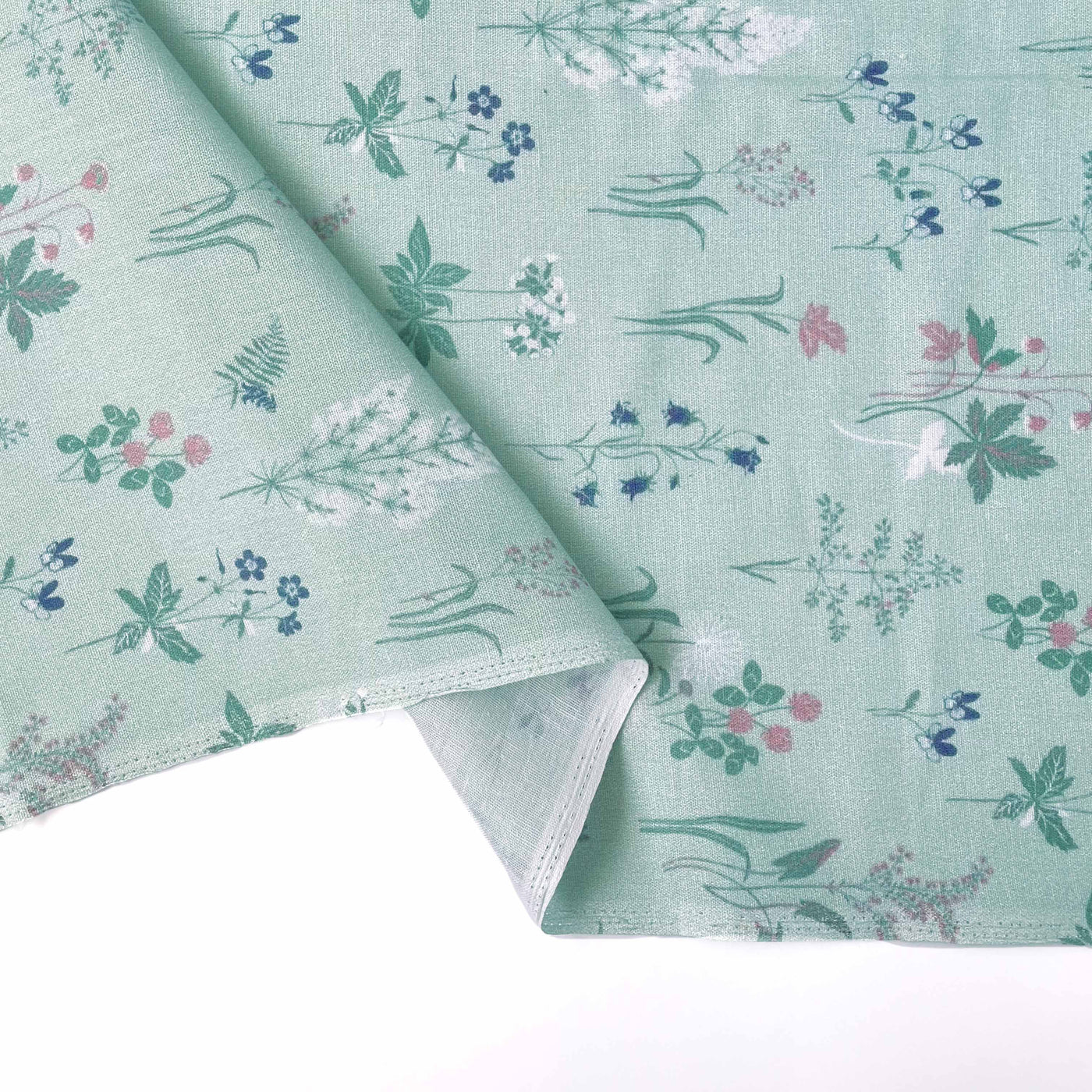 Printed Cotton Linen Fabric Cut Piece (CUT PIECE) Dusty Mint Green Timeless Botanicals Printed Pure Cotton Linen Fabric (Width 44 Inches)