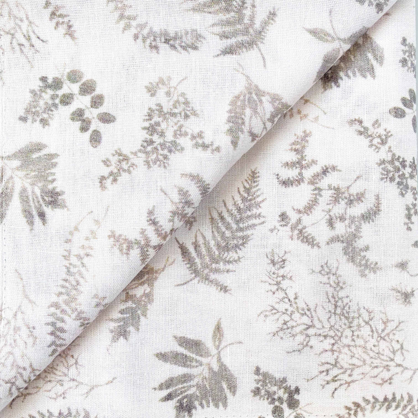 Printed Cotton Linen Fabric Cut Piece (CUT PIECE) Faded Grey Tropical Bliss Printed Pure Cotton Linen Fabric (Width 44 Inches)