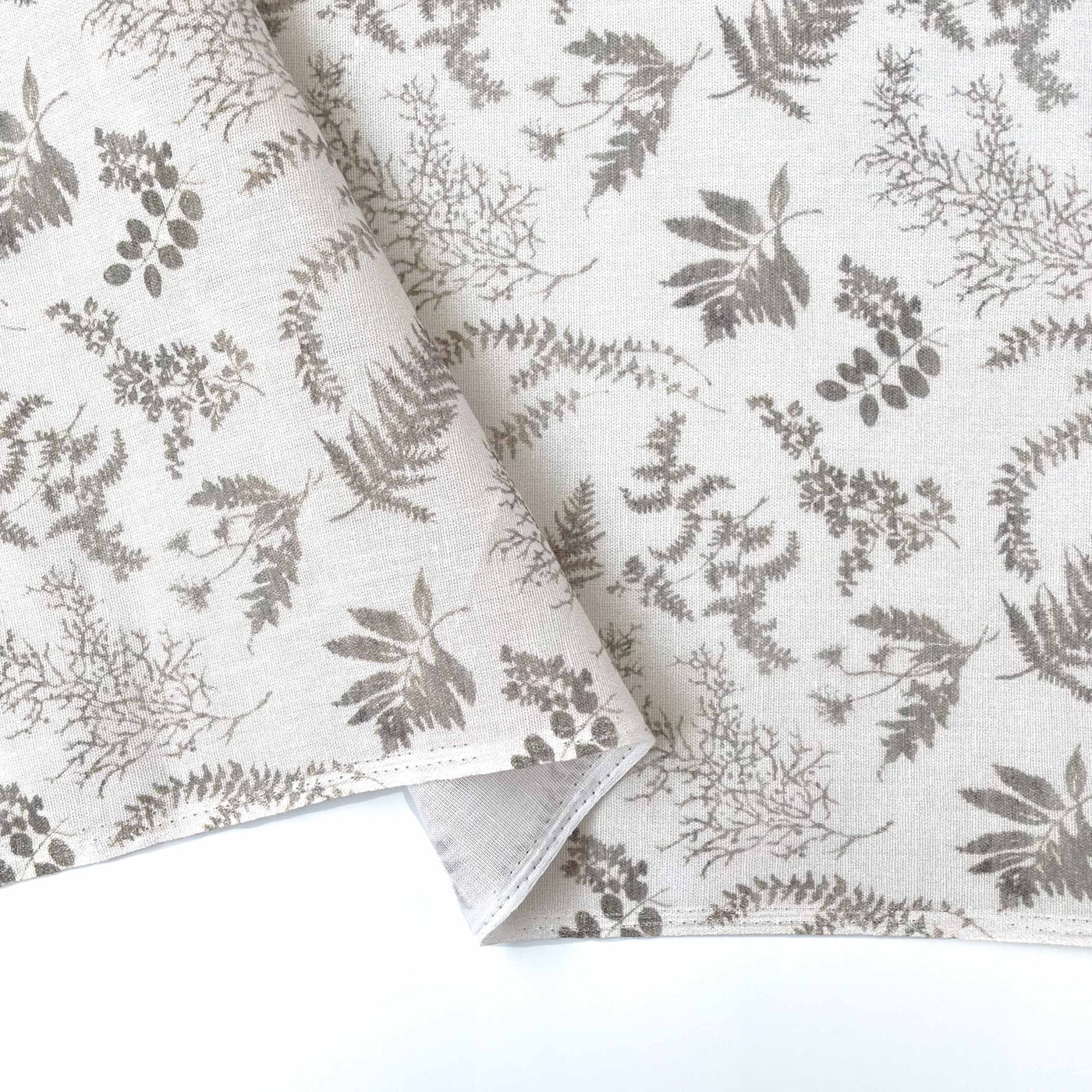 Printed Cotton Linen Fabric Cut Piece (CUT PIECE) Faded Grey Tropical Bliss Printed Pure Cotton Linen Fabric (Width 44 Inches)