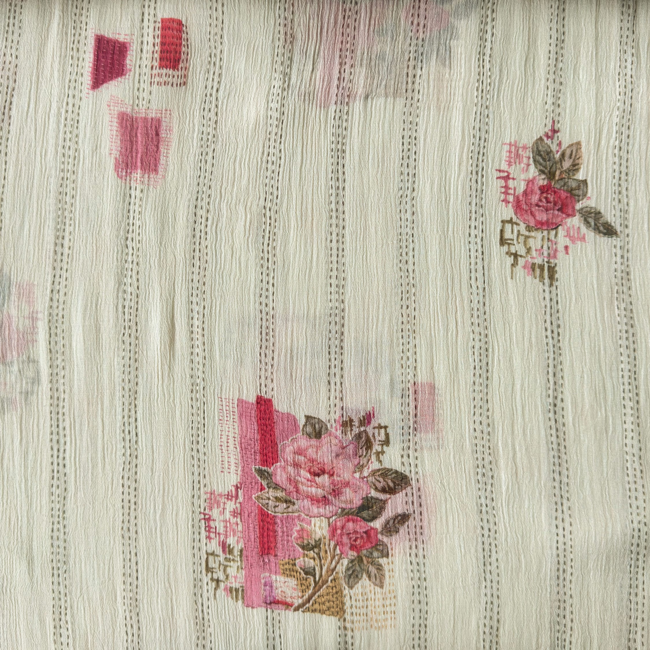 Printed Mul Chanderi Crush Fabric Fabric Antique White Mul Chanderi Crush Fabric