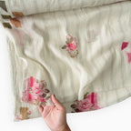Printed Mul Chanderi Crush Fabric Fabric Antique White Mul Chanderi Crush Fabric
