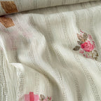 Printed Mul Chanderi Crush Fabric Fabric Antique White Mul Chanderi Crush Fabric