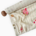Printed Mul Chanderi Crush Fabric Fabric Antique White Mul Chanderi Crush Fabric