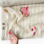 Printed Mul Chanderi Crush Fabric Fabric Antique White Mul Chanderi Crush Fabric