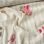 Printed Mul Chanderi Crush Fabric Fabric Antique White Mul Chanderi Crush Fabric