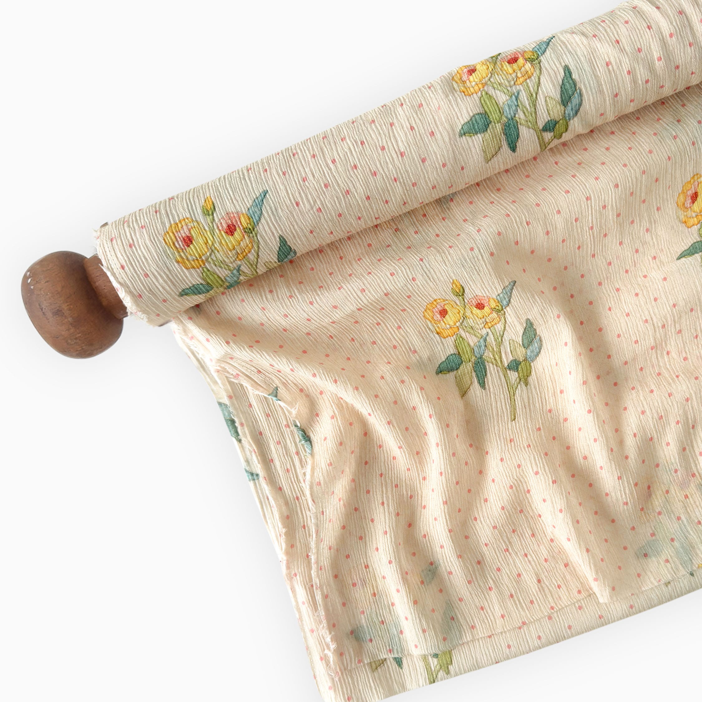 Printed Mul Chanderi Crush Fabric Fabric Light Peach Mul Chanderi Crush Fabric