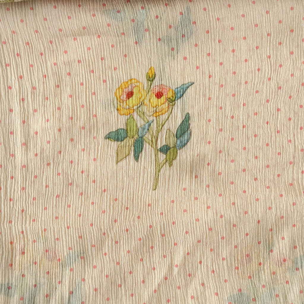 Printed Mul Chanderi Crush Fabric Fabric Light Peach Mul Chanderi Crush Fabric