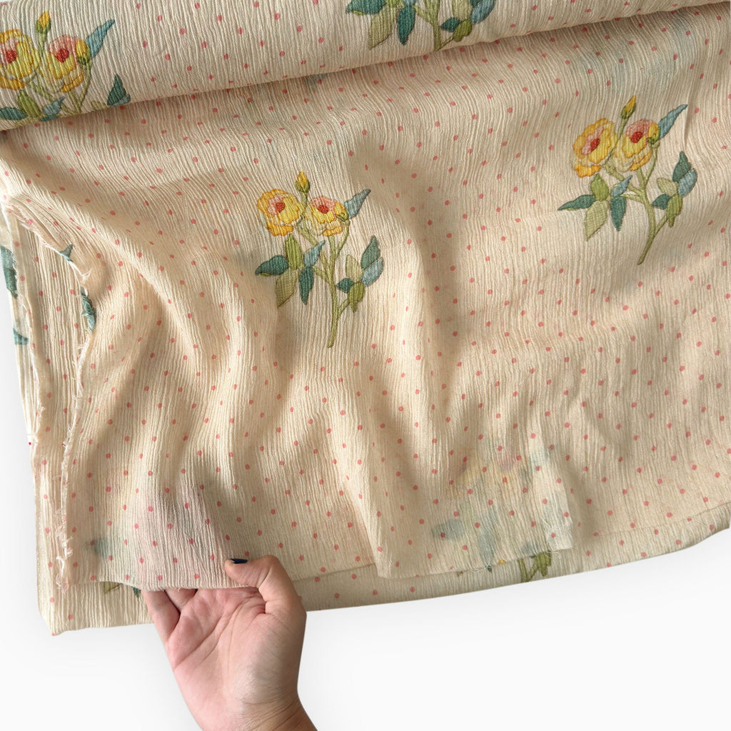 Printed Mul Chanderi Crush Fabric Fabric Light Peach Mul Chanderi Crush Fabric
