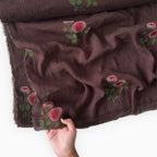 Printed Mul Chanderi Crush Fabric Fabric Rose Brown Mul Chanderi Crush Fabric