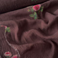 Printed Mul Chanderi Crush Fabric Fabric Rose Brown Mul Chanderi Crush Fabric