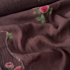 Printed Mul Chanderi Crush Fabric Fabric Rose Brown Mul Chanderi Crush Fabric