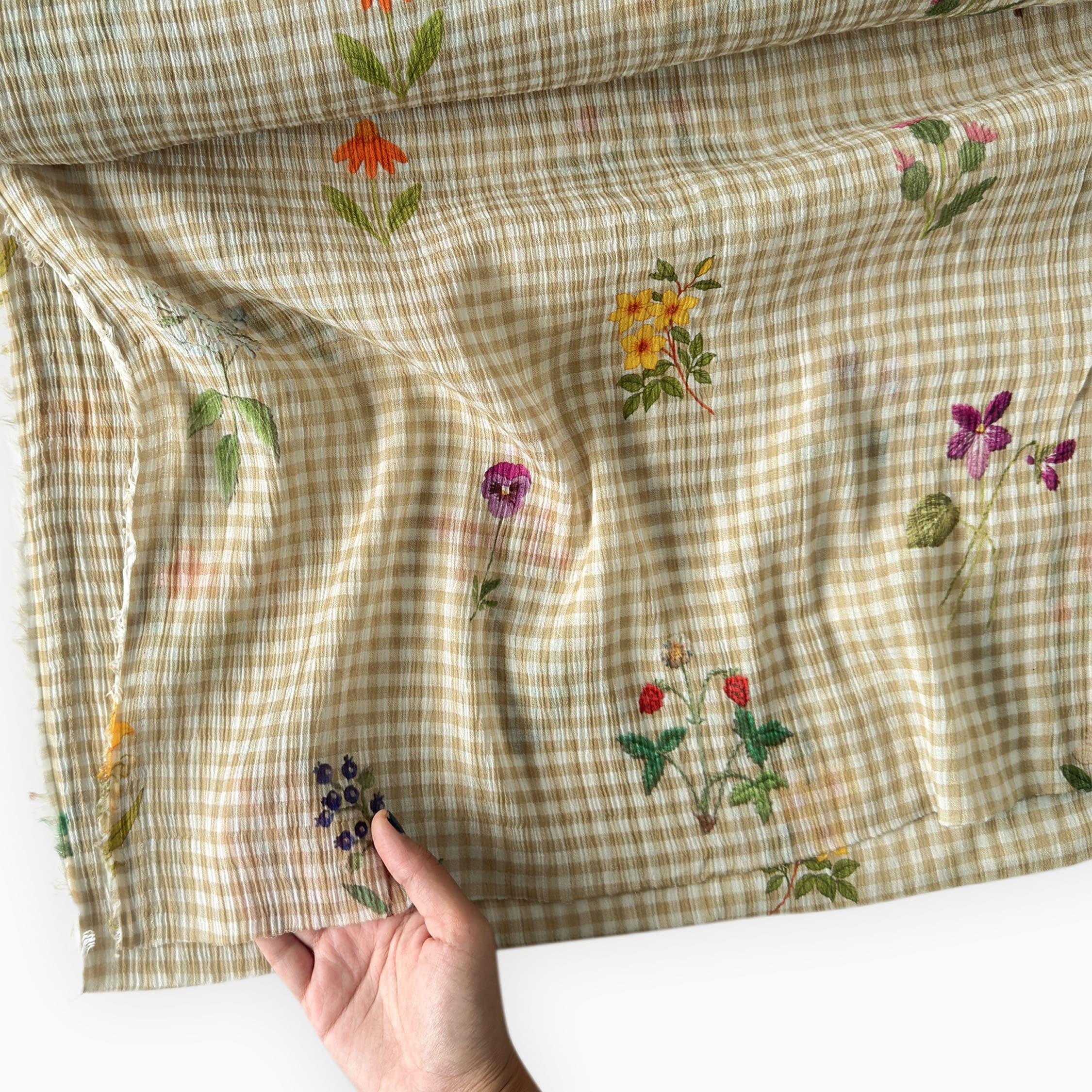 Printed Mul Chanderi Crush Fabric Fabric Sandstone Mul Chanderi Crush Fabric