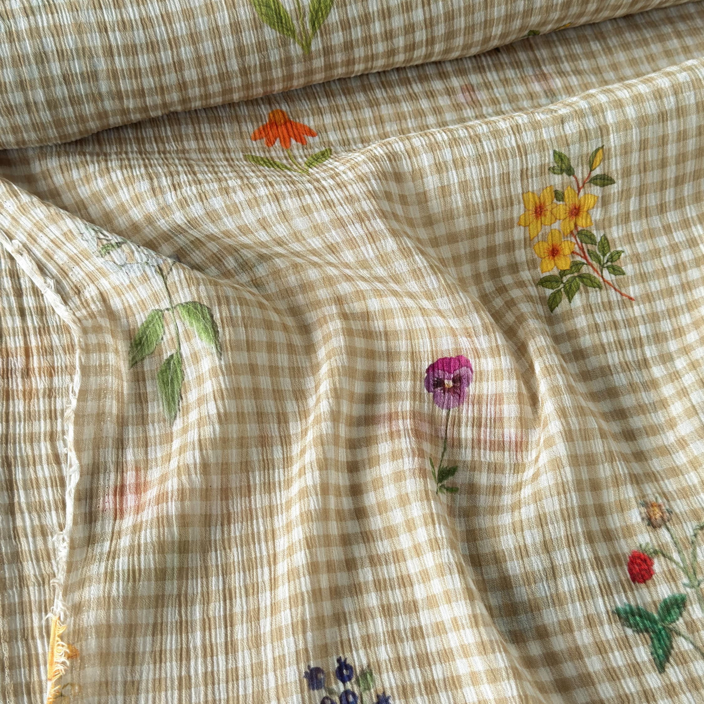 Printed Mul Chanderi Crush Fabric Fabric Sandstone Mul Chanderi Crush Fabric