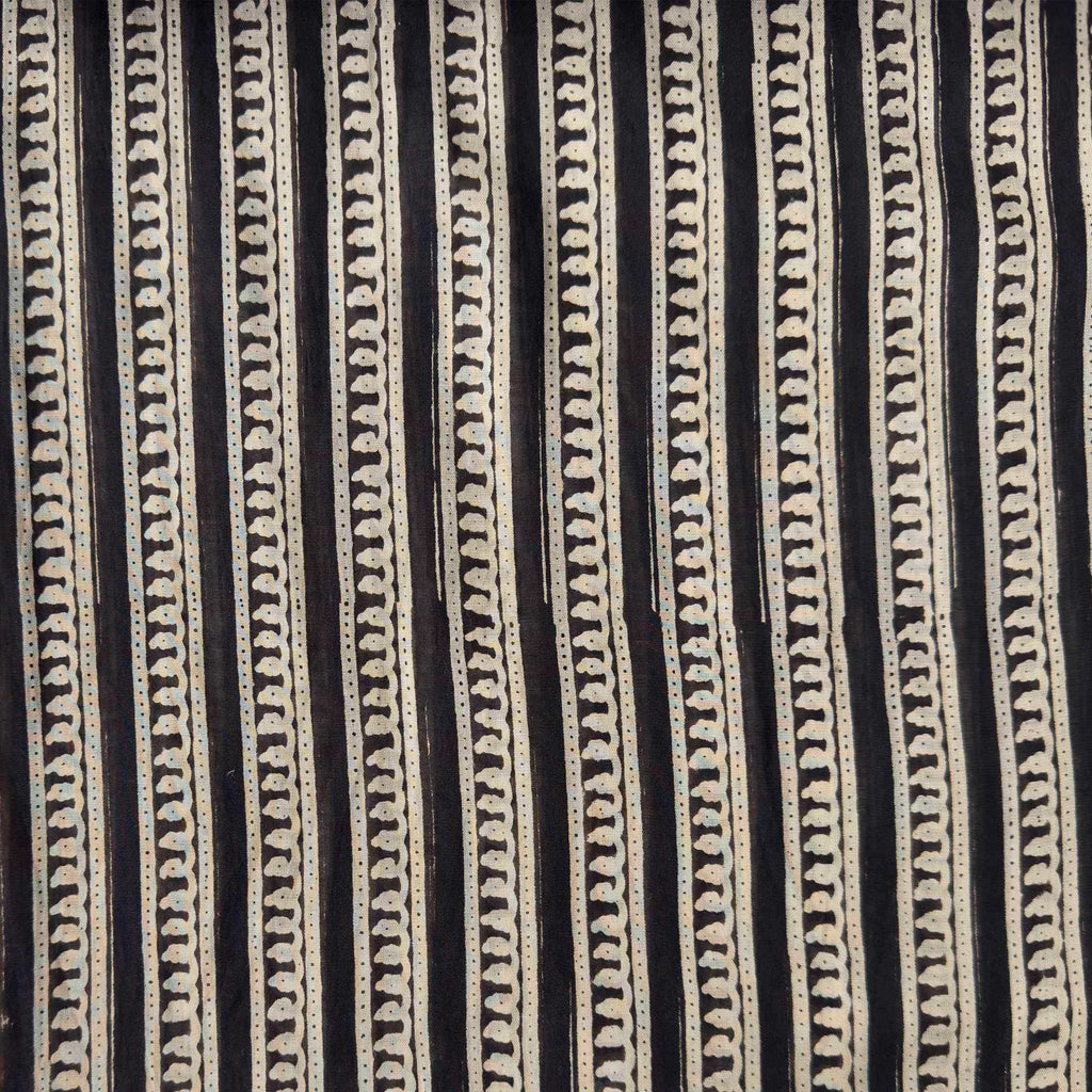 Printed Mul Chanderi Fabric Fabric Black & Beige Mul Chanderi Fabric