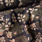 Printed Mul Chanderi Fabric Fabric Black & Olive Green Mul Chanderi Fabric