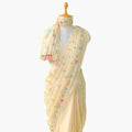 Printed Mul Chanderi Saree Saree Beige Color Drapes of Mul Floral Printed & Embroidered Pure Mul Chanderi Saree With Unstitched Blouse Piece