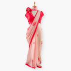 Printed Mul Chanderi Saree Saree Blush Pink Drapes of Mul Roses & Petals Printed Pure Mul Chanderi Saree With Unstitched Blouse Piece
