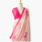 Printed Mul Chanderi Saree Saree Bright Pink Printed Pure Mul Chanderi Saree With Unstitched Blouse Piece