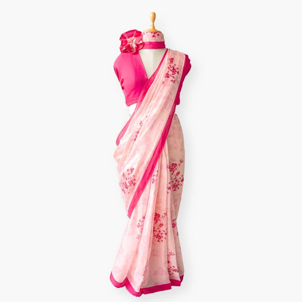 Printed Mul Chanderi Saree Saree Bright Pink Printed Pure Mul Chanderi Saree With Unstitched Blouse Piece