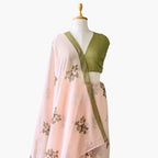 Printed Mul Chanderi Saree Saree Dusty Olive Green Printed Pure Mul Chanderi Saree With Unstitched Blouse Piece