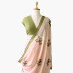 Printed Mul Chanderi Saree Saree Dusty Olive Green Printed Pure Mul Chanderi Saree With Unstitched Blouse Piece