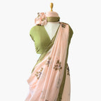 Printed Mul Chanderi Saree Saree Dusty Olive Green Printed Pure Mul Chanderi Saree With Unstitched Blouse Piece