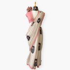 Printed Mul Chanderi Saree Saree Dusty Pink & Black Printed Pure Mul Chanderi Saree With Unstitched Blouse Piece
