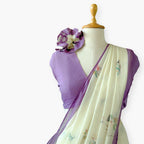 Printed Mul Chanderi Saree Saree Dusty Violet Printed Pure Mul Chanderi Saree With Unstitched Blouse Piece