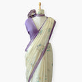 Printed Mul Chanderi Saree Saree Dusty Violet Printed Pure Mul Chanderi Saree With Unstitched Blouse Piece