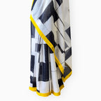 Printed Mul Chanderi Saree Saree Ivory & Black Mul Chanderi Saree