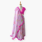 Printed Mul Chanderi Saree Saree Lilac & Pink Drapes of Mul Floral Printed Pure Mul Chanderi Saree With Unstitched Blouse Piece