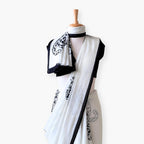 Printed Mul Chanderi Saree Saree Off-White & Black Chanderi Saree