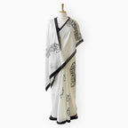 Printed Mul Chanderi Saree Saree Off-White & Black Mul Chanderi Saree