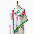 Printed Mul Chanderi Saree Saree Off-White & Green Mul Chanderi Saree