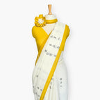 Printed Mul Chanderi Saree Saree Off-White & Yellow Chanderi Saree