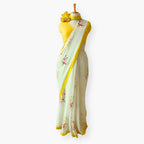 Printed Mul Chanderi Saree Saree Off-White & Yellow Chanderi Saree