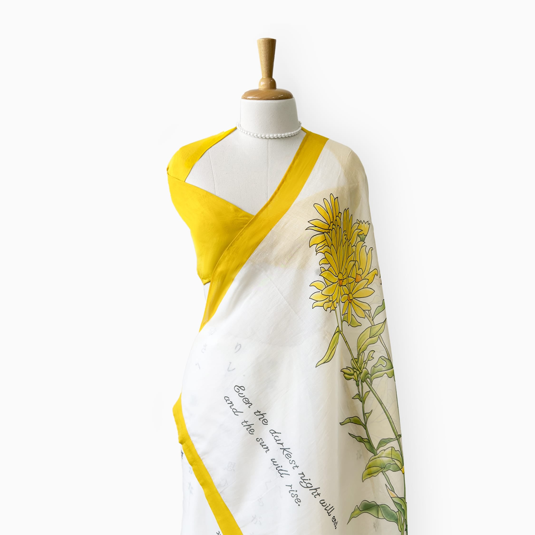 Printed Mul Chanderi Saree Saree Off-White & Yellow Mul Chanderi Saree
