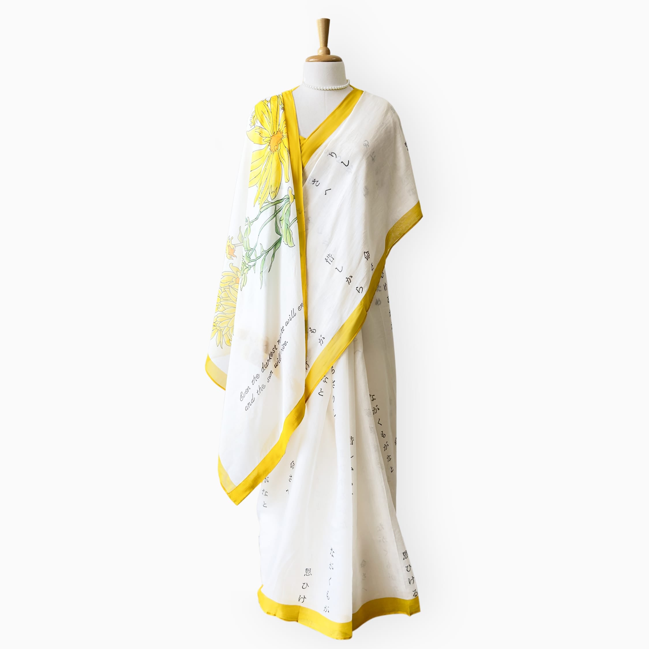 Printed Mul Chanderi Saree Saree Off-White & Yellow Mul Chanderi Saree