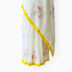 Printed Mul Chanderi Saree Saree Off-White & Yellow Mul Chanderi Saree