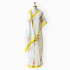 Printed Mul Chanderi Saree Saree Off-White & Yellow Mul Chanderi Saree