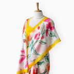 Printed Mul Chanderi Saree Saree Off-White & Yellow Mul Chanderi Saree