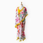 Printed Mul Chanderi Saree Saree Off-White & Yellow Mul Chanderi Saree