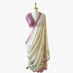 Printed Mul Chanderi Saree Saree Pastel Lilac Printed Pure Mul Chanderi Saree With Unstitched Blouse Piece