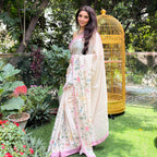 Printed Mul Chanderi Saree Saree Pastel Lilac Printed Pure Mul Chanderi Saree With Unstitched Blouse Piece