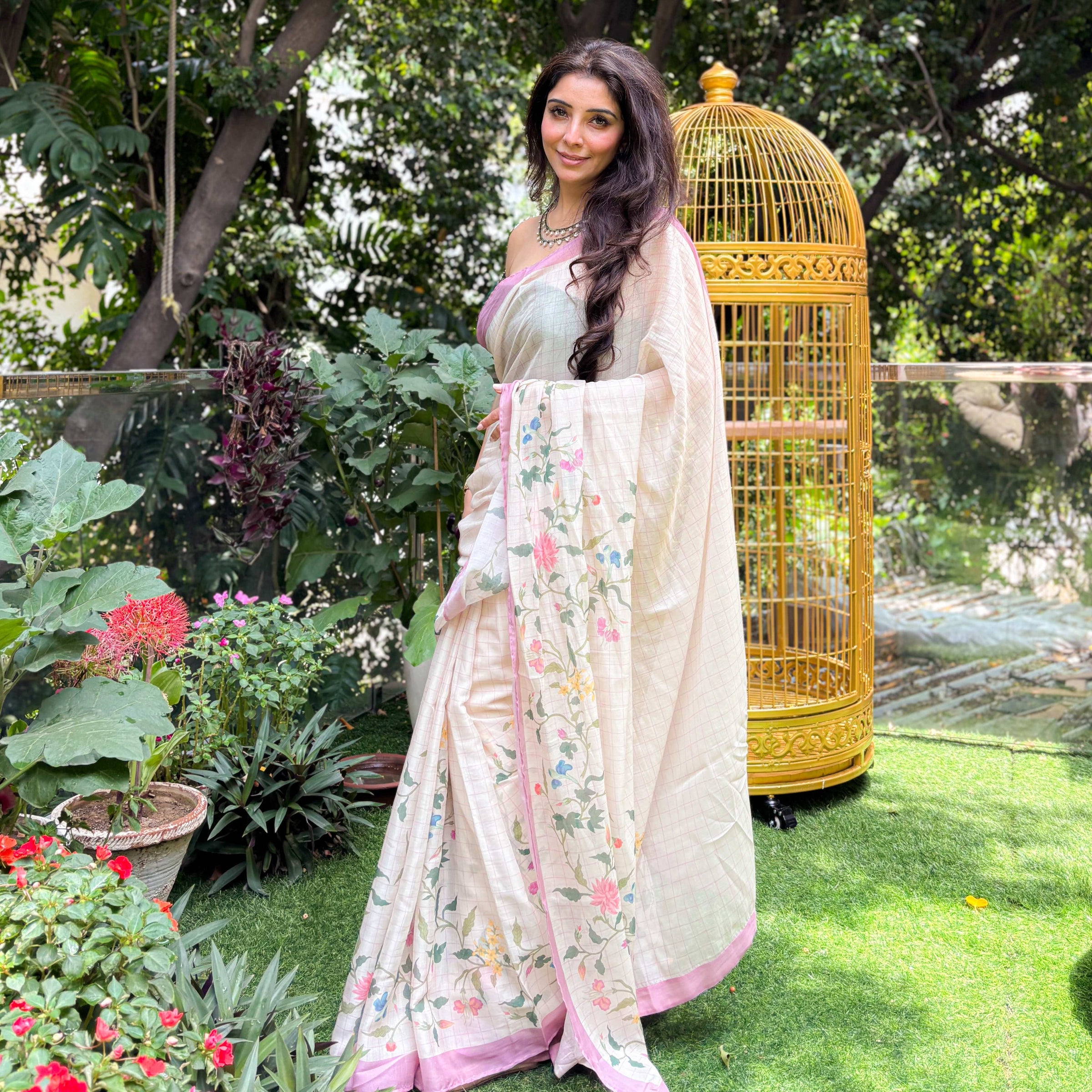 Printed Mul Chanderi Saree Saree Pastel Lilac Printed Pure Mul Chanderi Saree With Unstitched Blouse Piece