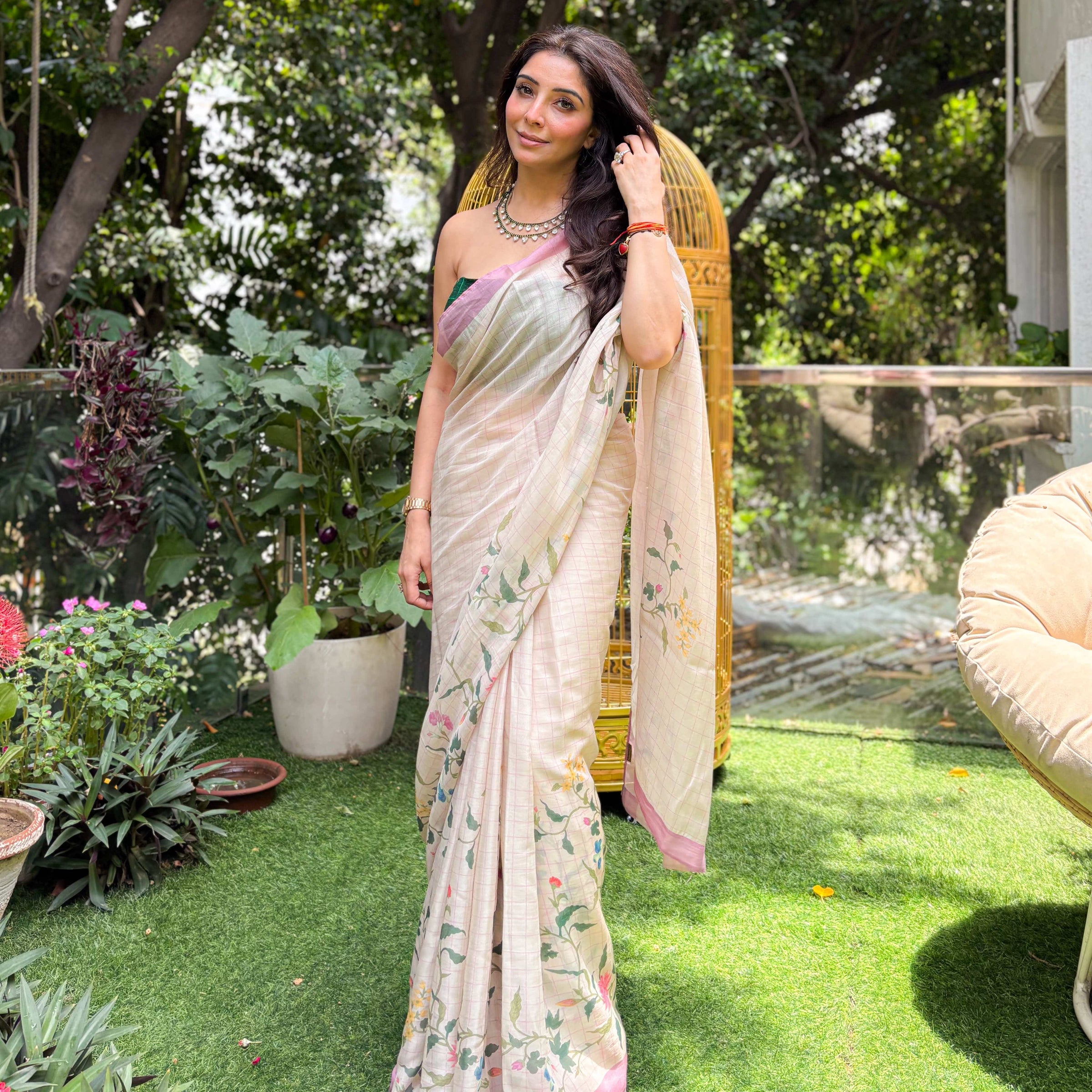 Printed Mul Chanderi Saree Saree Pastel Lilac Printed Pure Mul Chanderi Saree With Unstitched Blouse Piece